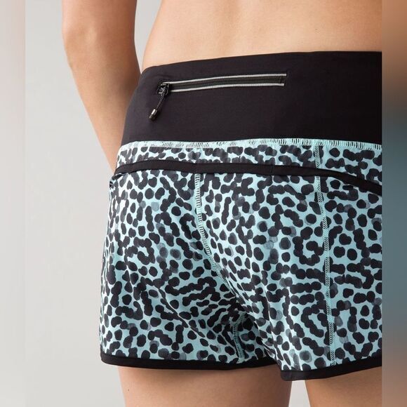 Lululemon Run: Speed Short *Block-It Pocket Ace Spot Tranquil Blue Black size 4 - Picture 6 of 13